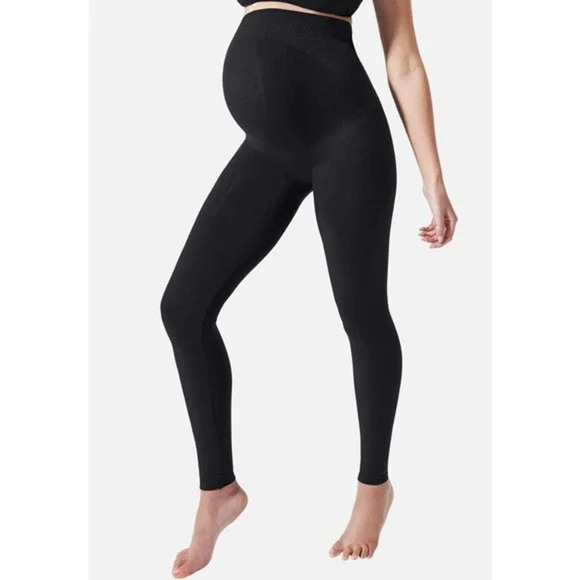 Blanqi Seamless Maternity Belly Support Leggings Black Women's Size Medium - Picture 1 of 8